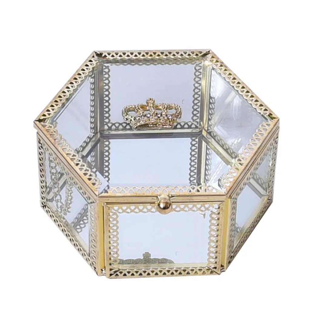 Prettyia Hexagonal Glass Box for Jewelry Display with Crown Hinged Top Lid
Prettyia Hexagonal Glass Box for Jewelry Display with Crown Hinged Top Lid