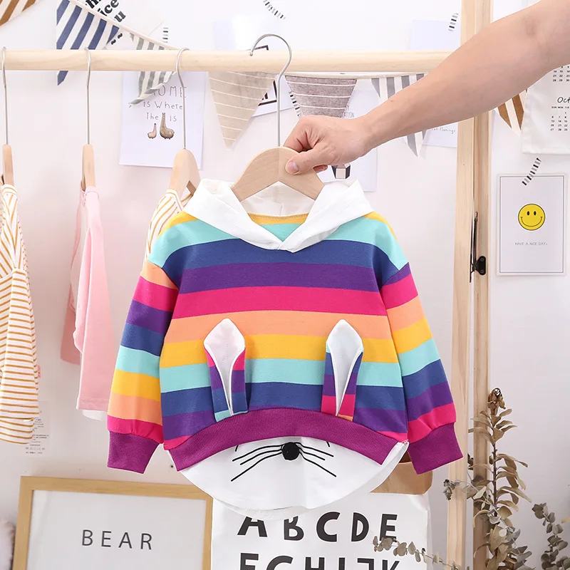 2020 new Korean girl's sweater autumn children's children's clothing small and medium children's baby rainbow hooded loose top
2020 new Korean girl's sweater autumn children's children's clothing small and medium children's baby rainbow hooded loose top