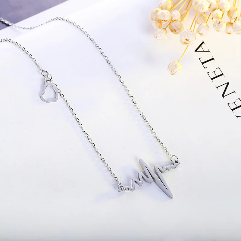 TSHOU358 Punk electrocardiogram non-fading titanium steel jewelry woman clavicle chain stainless steel necklace 
TSHOU358 Punk electrocardiogram non-fading titanium steel jewelry woman clavicle chain stainless steel necklace