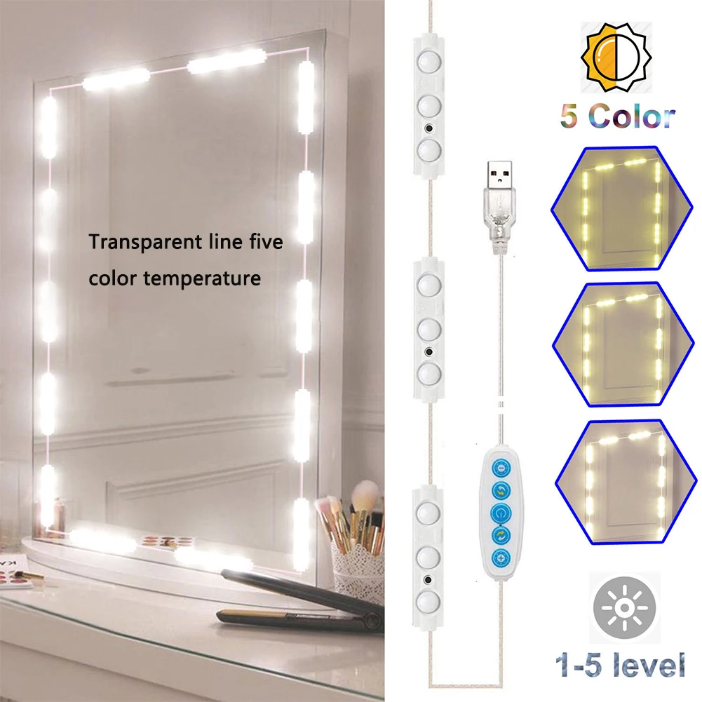 LED Mirror Backlight 5 Modes Brightness Adjustable Hollywood Vanity Mirror Light Waterproof USB LED 10W Bathroom Makeup Lamp
LED Mirror Backlight 5 Modes Brightness Adjustable Hollywood Vanity Mirror Light Waterproof USB LED 10W Bathroom Makeup Lamp