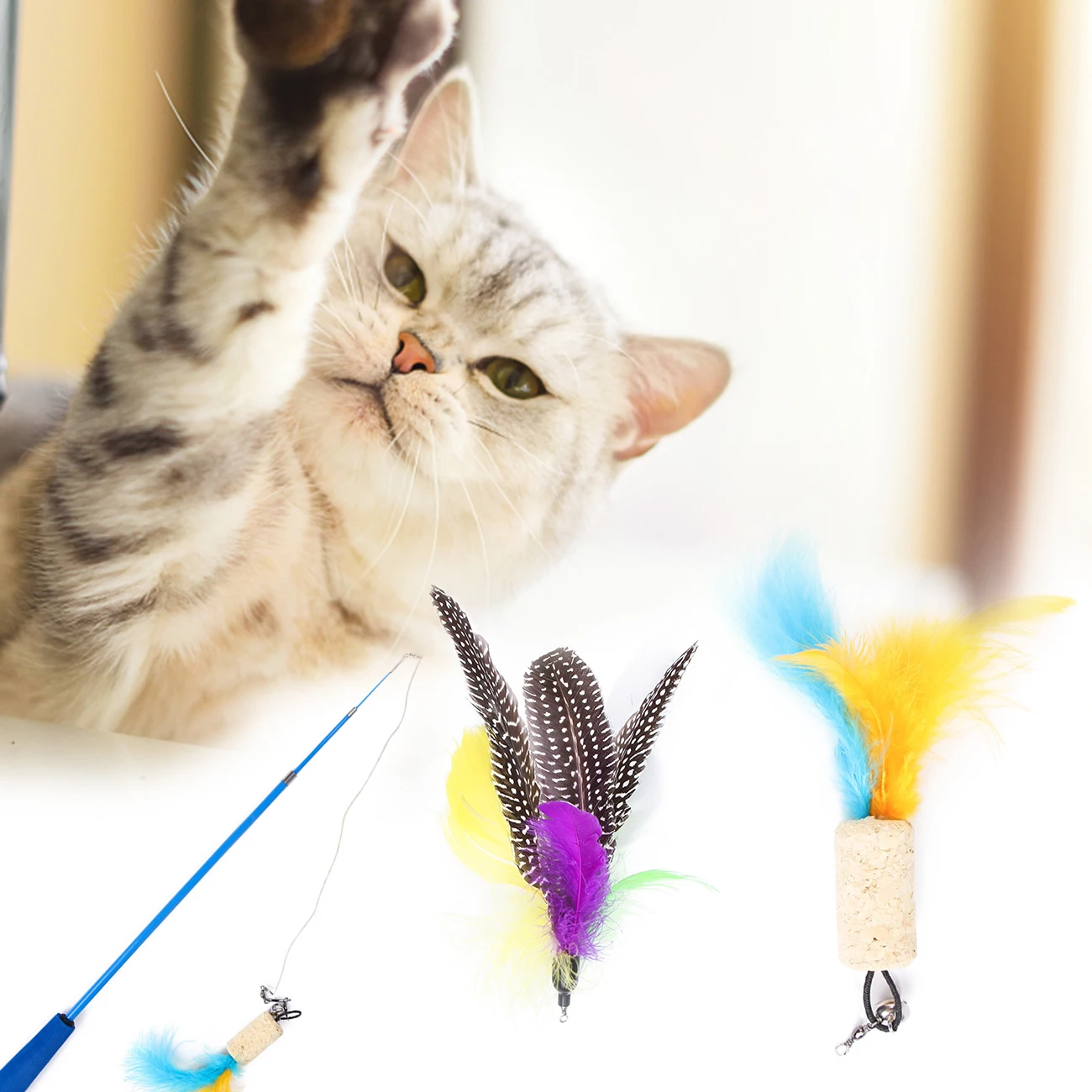 Pet Toy Retractable Cat Toy Feather Bell Interactive Cat 10 Piece Set Retractable Comical Stick Feather Clock Interactive Set
Pet Toy Retractable Cat Toy Feather Bell Interactive Cat 10 Piece Set Retractable Comical Stick Feather Clock Interactive Set