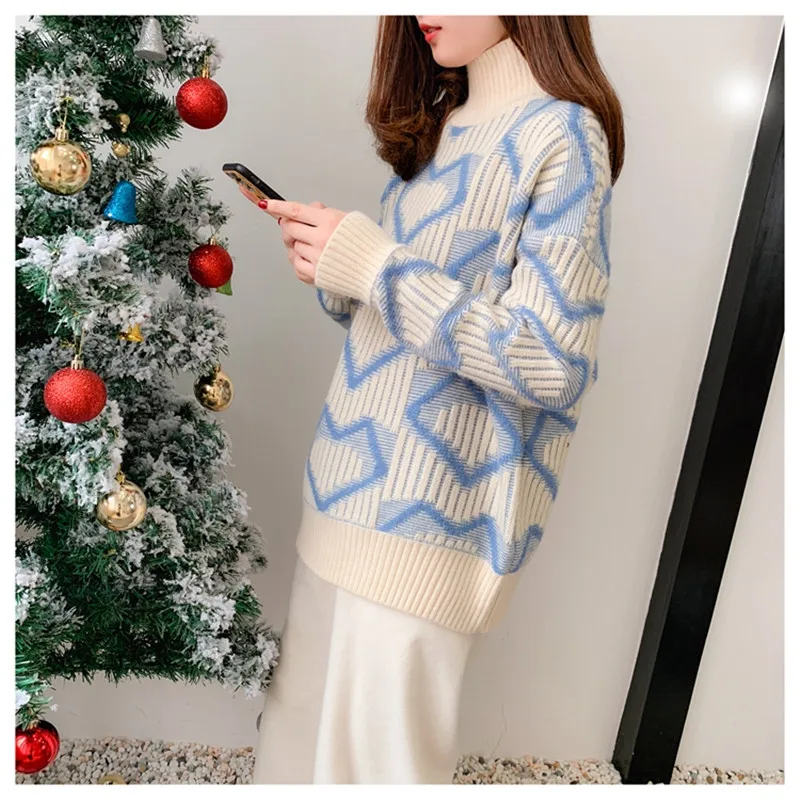 Spring Winter Women Long Sleeve Knit Pullover And Sweaters Half Turtleneck Sweet Heart Knit Jumpers Loose Jumper Female
Spring Winter Women Long Sleeve Knit Pullover And Sweaters Half Turtleneck Sweet Heart Knit Jumpers Loose Jumper Female