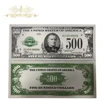 10pcs/lot For New Products Color 1918s America Banknotes 500 Dollars Gold Banknote in 24k Silver Plated as Bill Currency Gifts