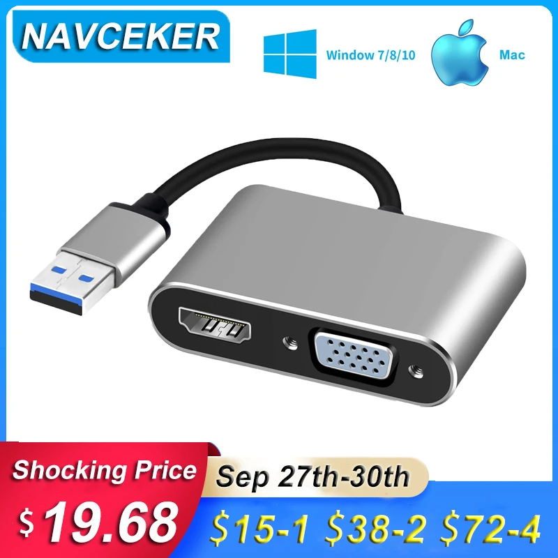 2020 USB 3.0 to HDMI VGA Adapter Mac OS USB to VGA HDMI Adaptor 1080P Converter Support HDMI VGA Sync Output for Windows7/8/10
2020 USB 3.0 to HDMI VGA Adapter Mac OS USB to VGA HDMI Adaptor 1080P Converter Support HDMI VGA Sync Output for Windows7/8/10