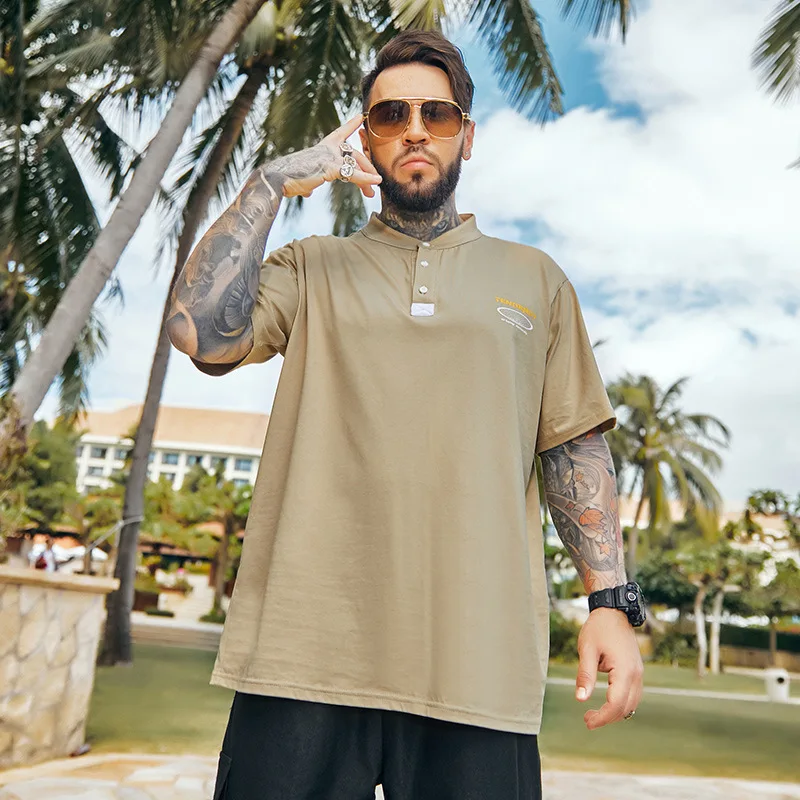 2021 Summer Letter Oversized T Shirt Men Loose Apricot T-shirt Fat man Tops Stand Neck Cotton Casual Tee Shirt Clothes
2021 Summer Letter Oversized T Shirt Men Loose Apricot T-shirt Fat man Tops Stand Neck Cotton Casual Tee Shirt Clothes