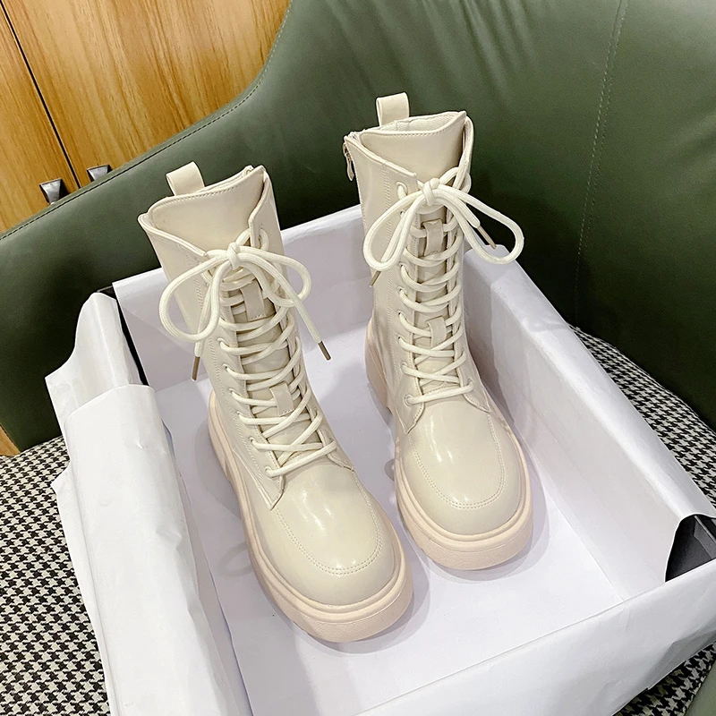 2021 Autumn Mid-calf Platform Boots Women Punk Gothic Shoes Motorcycle Boots Fashion Classic Lace Up Leather Combat Boots
2021 Autumn Mid-calf Platform Boots Women Punk Gothic Shoes Motorcycle Boots Fashion Classic Lace Up Leather Combat Boots