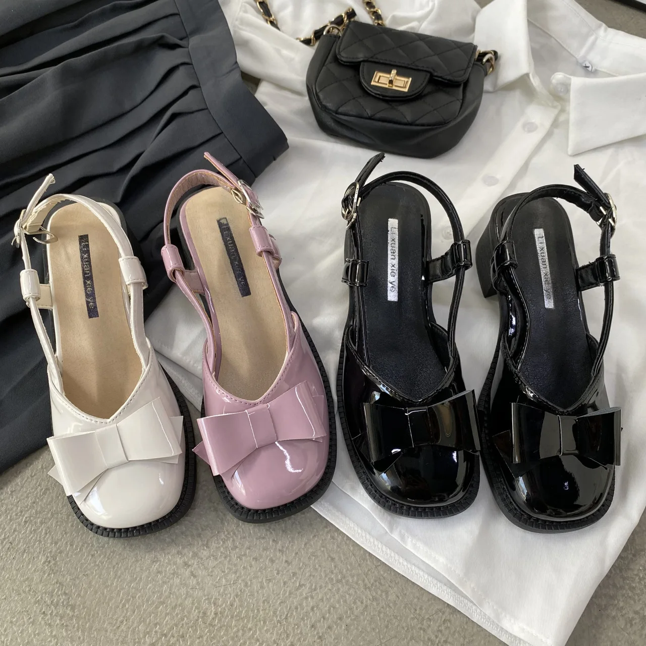 

Женские бежевые туфли с бантом, Мэри Джейн на среднем каблуке, 2021, босоножки, подходящие ко всему, новинка, модные черные удобные закрытые ту...