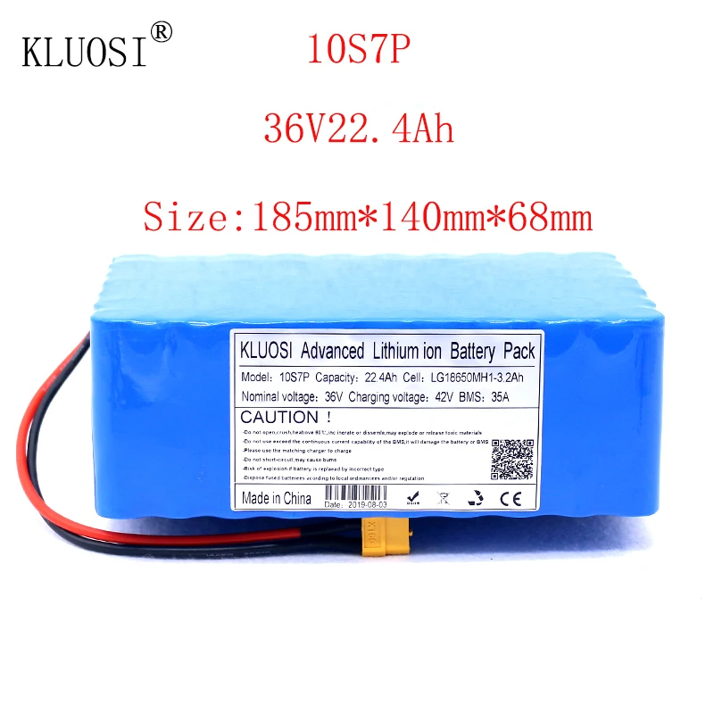 KLUOSI 36V 10S7P 22.4Ah 1200W High Power Capacity Li-ion Battery Pack for Electric Car Bicycle Motor Scooter 35A Balanced BMS
KLUOSI 36V 10S7P 22.4Ah 1200W High Power Capacity Li-ion Battery Pack for Electric Car Bicycle Motor Scooter 35A Balanced BMS