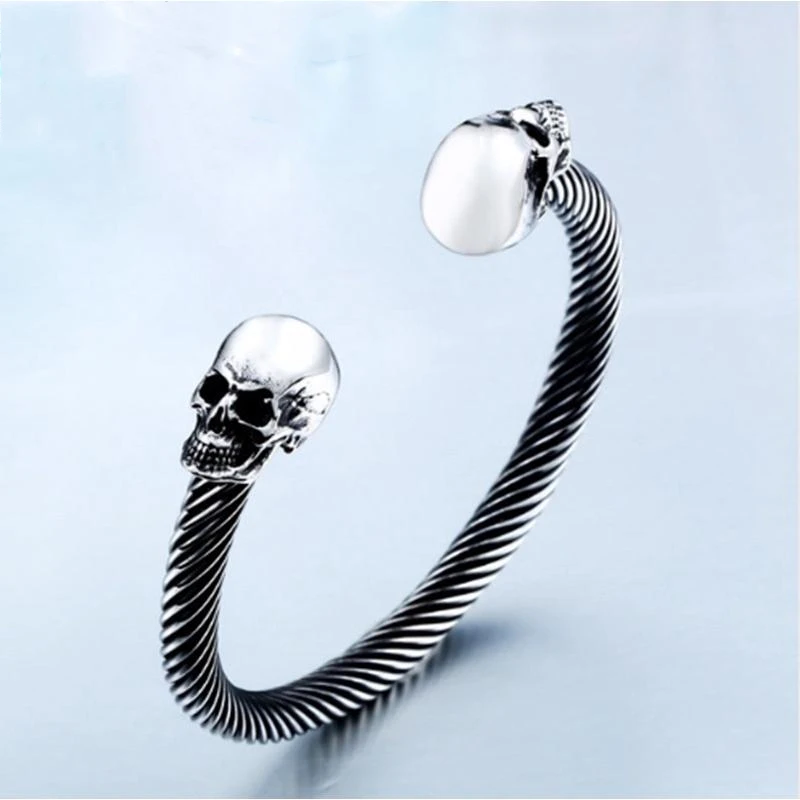 Silver Color Punk Skull Twisted Cable Cuff Bangle Bracelet for Men Women Trendy Jewelry Wristband Gifts
Silver Color Punk Skull Twisted Cable Cuff Bangle Bracelet for Men Women Trendy Jewelry Wristband Gifts