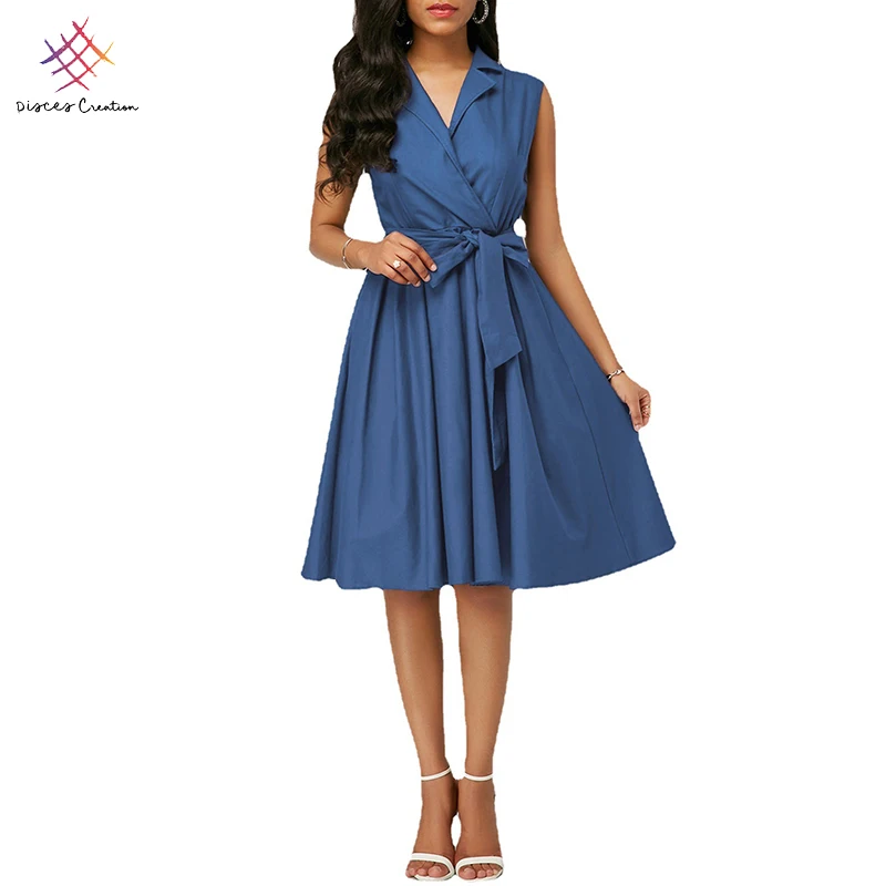 Women's Dress Solid Color Waist Sleeveless Lapel Lapel A-line Commuter Dress Mid-length Women's Waist Dress
Women's Dress Solid Color Waist Sleeveless Lapel Lapel A-line Commuter Dress Mid-length Women's Waist Dress