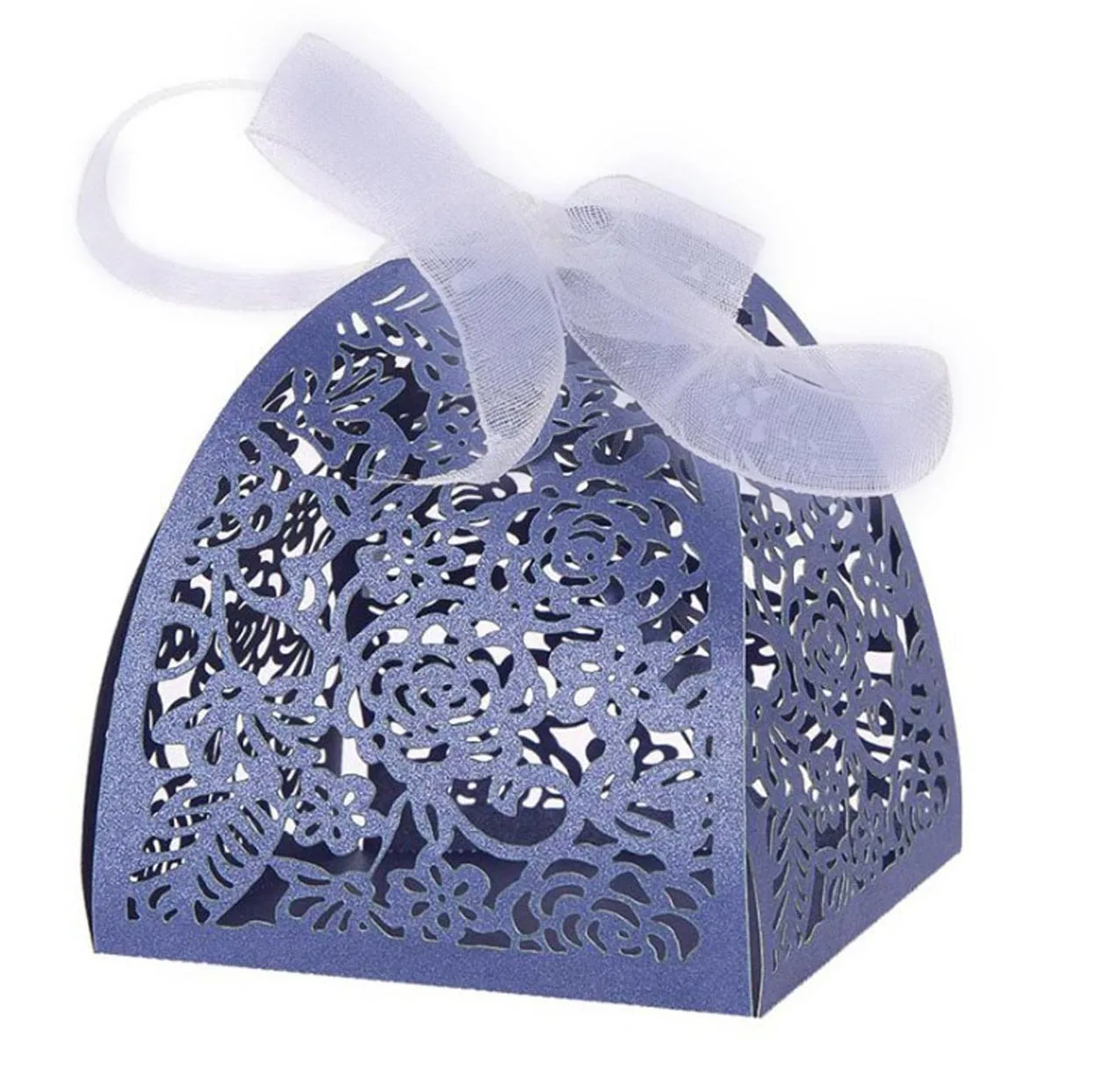 Синяя Серебряная Лазерная резная фотография коробка свадебные сувениры