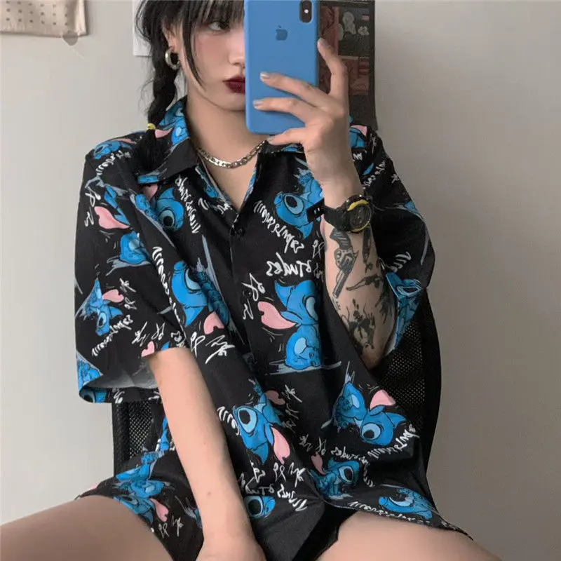 Summer Harajuku Kawaii Women Shirt Ins Vintage Cartoon Print Blouse Female Casual Loose Short Sleeve Button Up Shirt Tops
Summer Harajuku Kawaii Women Shirt Ins Vintage Cartoon Print Blouse Female Casual Loose Short Sleeve Button Up Shirt Tops