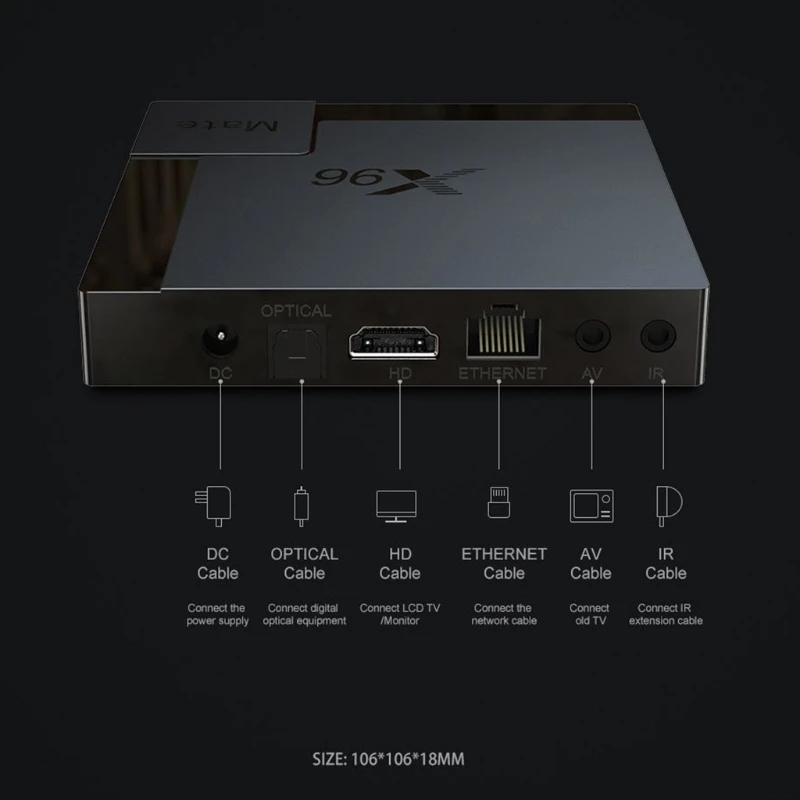 X96 Mate Smart TV Box Andr oid 10 4G 64GB 2.4G&5G wifi 4K Voice Assistant Media Player BT5.0 Set Top Box
X96 Mate Smart TV Box Andr oid 10 4G 64GB 2.4G&5G wifi 4K Voice Assistant Media Player BT5.0 Set Top Box