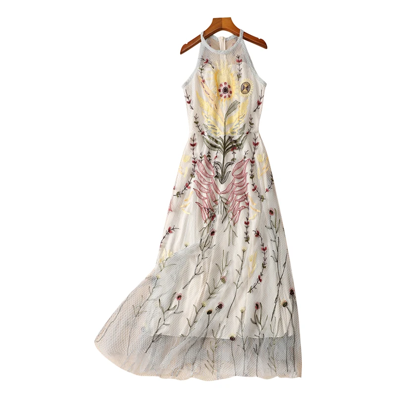 women s super New fairy hanging neck shoulder heavy industry embroidery cultivate morality dress net yarn holiday
women s super New fairy hanging neck shoulder heavy industry embroidery cultivate morality dress net yarn holiday