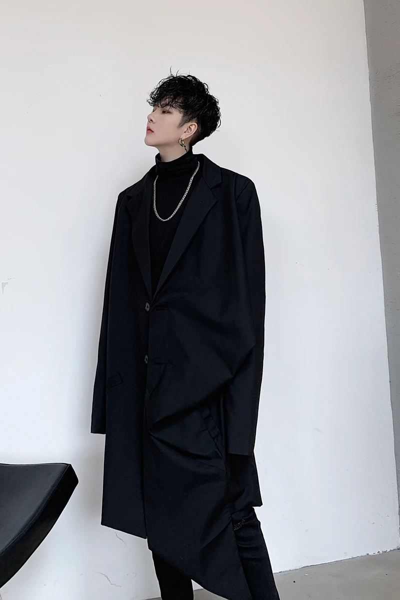Men Irregular Folds Casual Suit Blazer Jacket Overcoat Male Japan Street Long Suit Coat Outerwear Stage Show Clothing
Men Irregular Folds Casual Suit Blazer Jacket Overcoat Male Japan Street Long Suit Coat Outerwear Stage Show Clothing