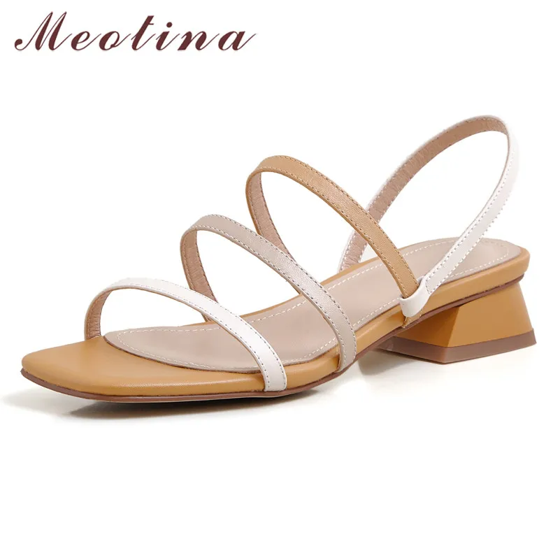 Meotina Narrow Band Women Shoes Genuine Leather Low Heel Sandals Square Toe Thick Heels Footwear Ladies Sandals Summer Yellow 40
Meotina Narrow Band Women Shoes Genuine Leather Low Heel Sandals Square Toe Thick Heels Footwear Ladies Sandals Summer Yellow 40