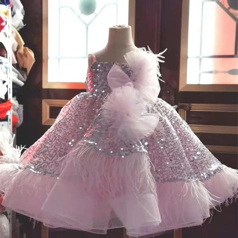 Puffy Baby Girl Dresses For Birthday Party Sequined Top Feather Edge Tiered Kid First Birthday Dress Size 9M 12M 18M 24M
Puffy Baby Girl Dresses For Birthday Party Sequined Top Feather Edge Tiered Kid First Birthday Dress Size 9M 12M 18M 24M
