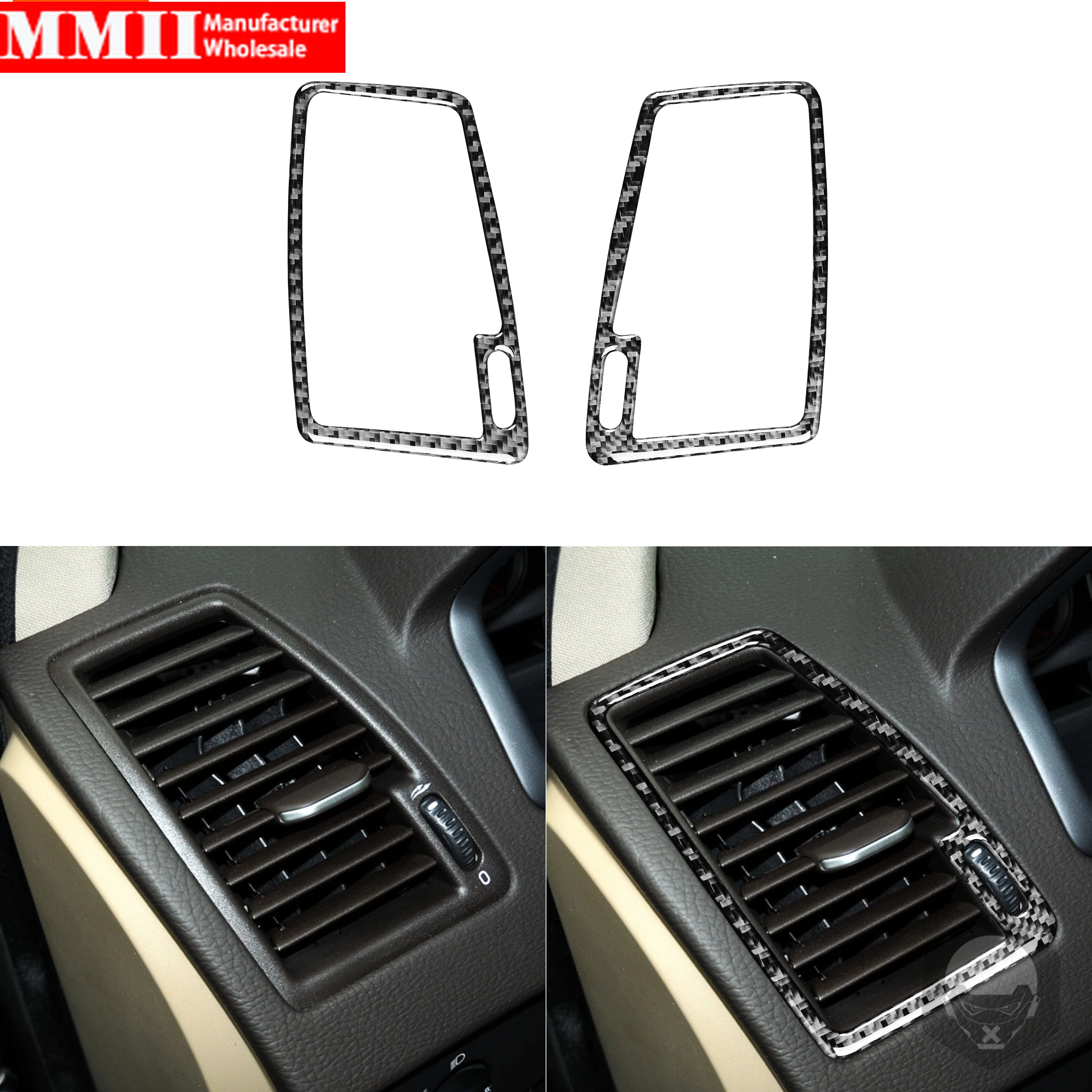 

For Volvo XC90 2003-2014 Black Color Carbon Fiber Stickers Both Side Air Vent Outlet Frame Vent Trim Interiors Car Accessories