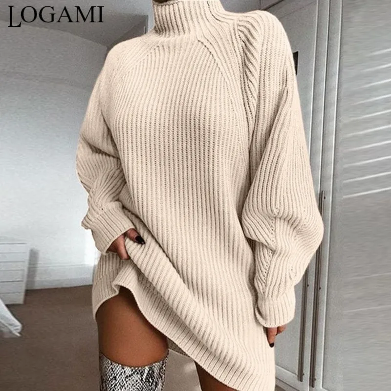 LOGAMI Turtleneck Sweater Dress Solid Loose Casual Mini Autumn Winter Dress Women Long Sleeve Knitted Jumper Dress Knitwear
LOGAMI Turtleneck Sweater Dress Solid Loose Casual Mini Autumn Winter Dress Women Long Sleeve Knitted Jumper Dress Knitwear