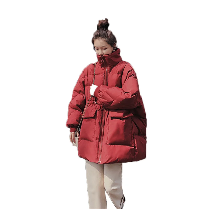Red Down Cotton Coat Female Top2021 New Winter Thick Warm Loose Parka Jacket Fashion Black Pregnant Women Long Cotton Coat N1408 
Red Down Cotton Coat Female Top2021 New Winter Thick Warm Loose Parka Jacket Fashion Black Pregnant Women Long Cotton Coat N1408