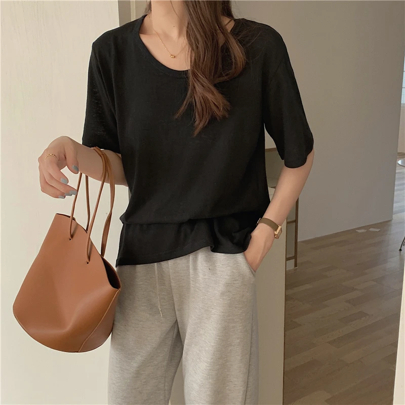 YTX964 2021 new micro-transparent short-sleeved snowflake linen solid color T-shirt women's clothing
YTX964 2021 new micro-transparent short-sleeved snowflake linen solid color T-shirt women's clothing