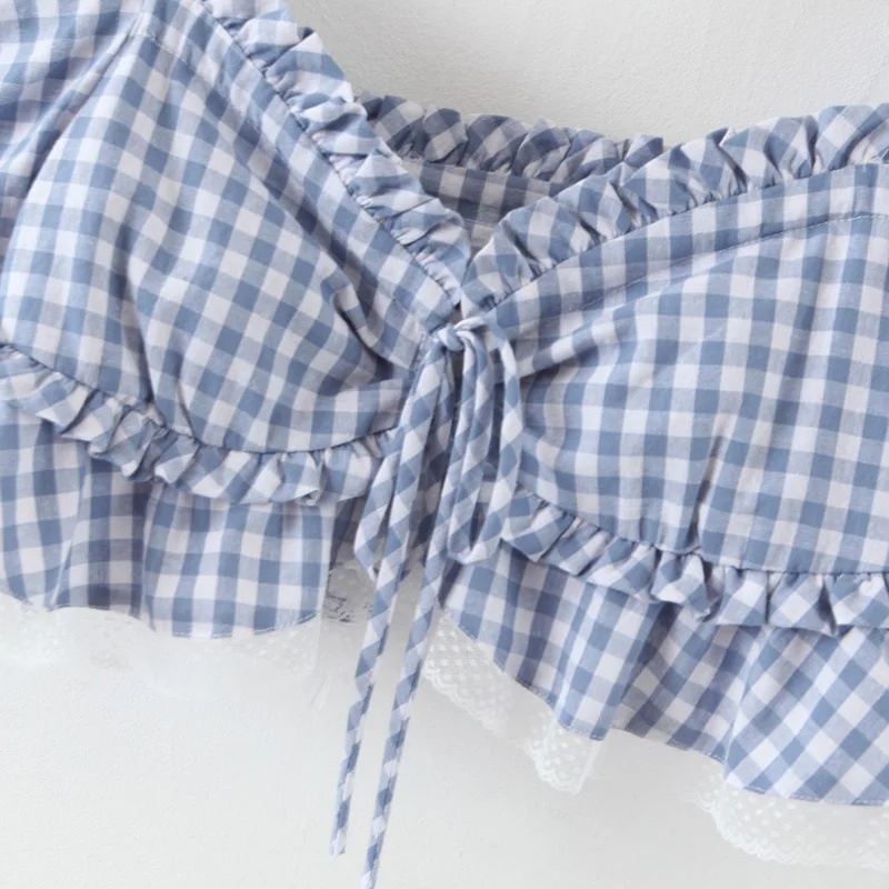 YNZZU Vintage Plaid Cotton Crop Tops Women Blouse Shirts Lace Up Ruffles Puff Sleeve Blouses Feminino Casual blusas mujer AT602 
YNZZU Vintage Plaid Cotton Crop Tops Women Blouse Shirts Lace Up Ruffles Puff Sleeve Blouses Feminino Casual blusas mujer AT602