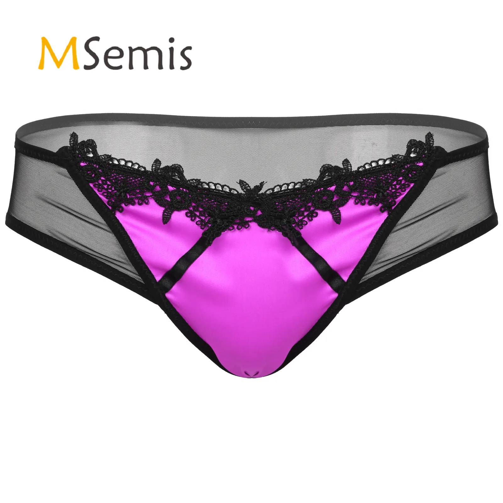 Gay Mens Lingerie Lace Trim Satin Patchwork Briefs Low Rise Elastic Waistband Sissy Underwear See-through Mesh Back Underpants
Gay Mens Lingerie Lace Trim Satin Patchwork Briefs Low Rise Elastic Waistband Sissy Underwear See-through Mesh Back Underpants