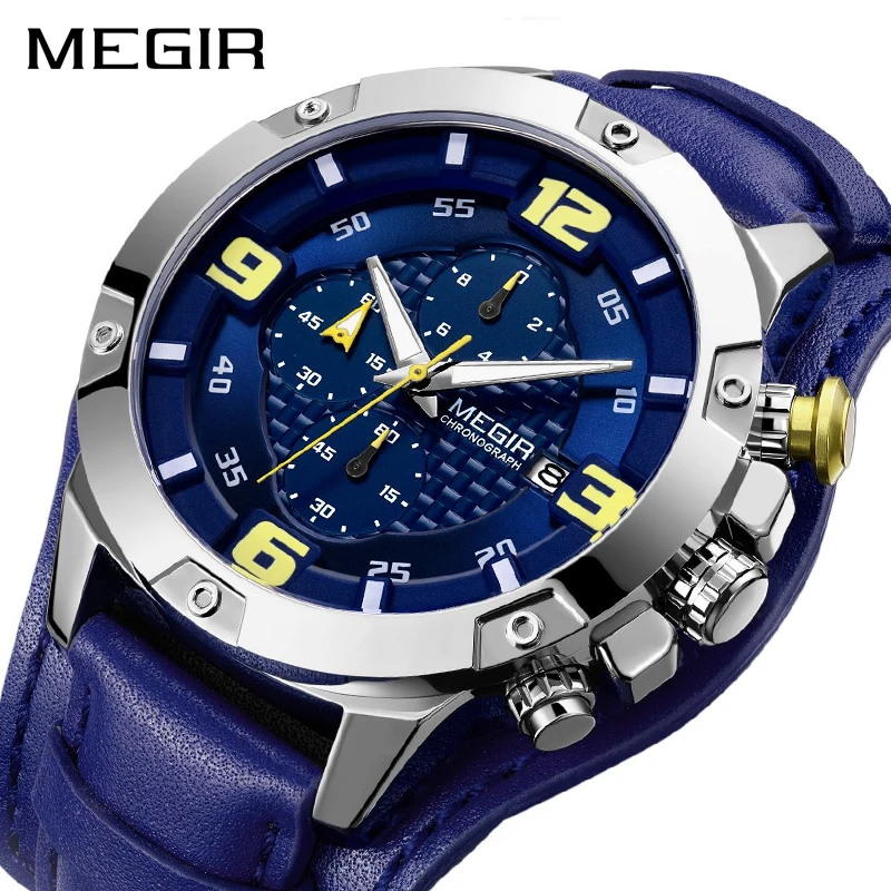 MEGIR Big Mens Watches Luxury Brand Chronograph Sport Quartz Watch Men Leather Bracer Designer Relogio Masculino Reloj Hombre
MEGIR Big Mens Watches Luxury Brand Chronograph Sport Quartz Watch Men Leather Bracer Designer Relogio Masculino Reloj Hombre