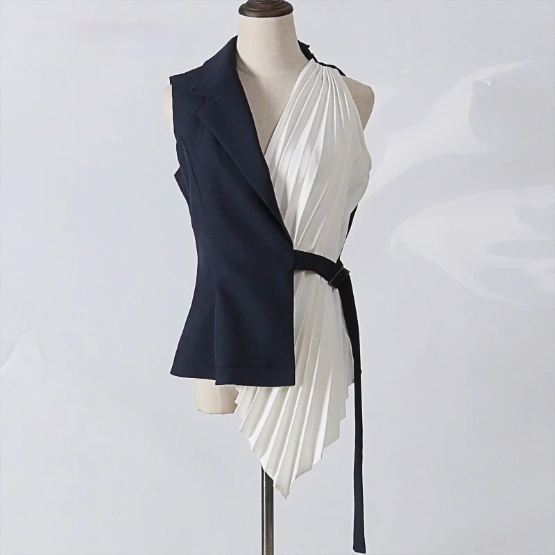 Ruched Asymmetrical Vest For Women V Neck Sleeveless Lace Up Patchwork Waistcoat Summer Fashion OL Clothing
Ruched Asymmetrical Vest For Women V Neck Sleeveless Lace Up Patchwork Waistcoat Summer Fashion OL Clothing