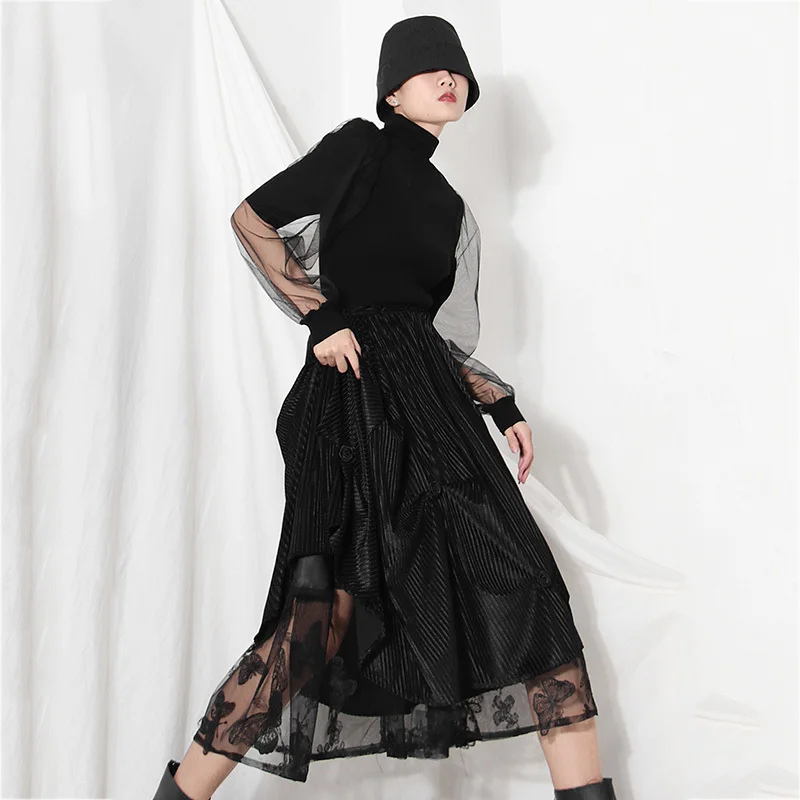 LANMREM High Elastic Waist Black Velvet Butterfly Lace Double Layer Puffy Skirt Women's Fashion New Spring Autumn 2021 2D1328
LANMREM High Elastic Waist Black Velvet Butterfly Lace Double Layer Puffy Skirt Women's Fashion New Spring Autumn 2021 2D1328