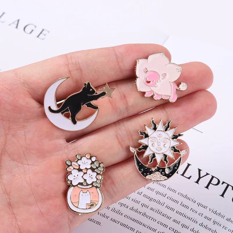Beautifully Designed New Brooch Cartoon Creative Animal Cat Dinosaur Brooch Simple All-match Sun Moon Goddess Plant Pot Brooch
Beautifully Designed New Brooch Cartoon Creative Animal Cat Dinosaur Brooch Simple All-match Sun Moon Goddess Plant Pot Brooch