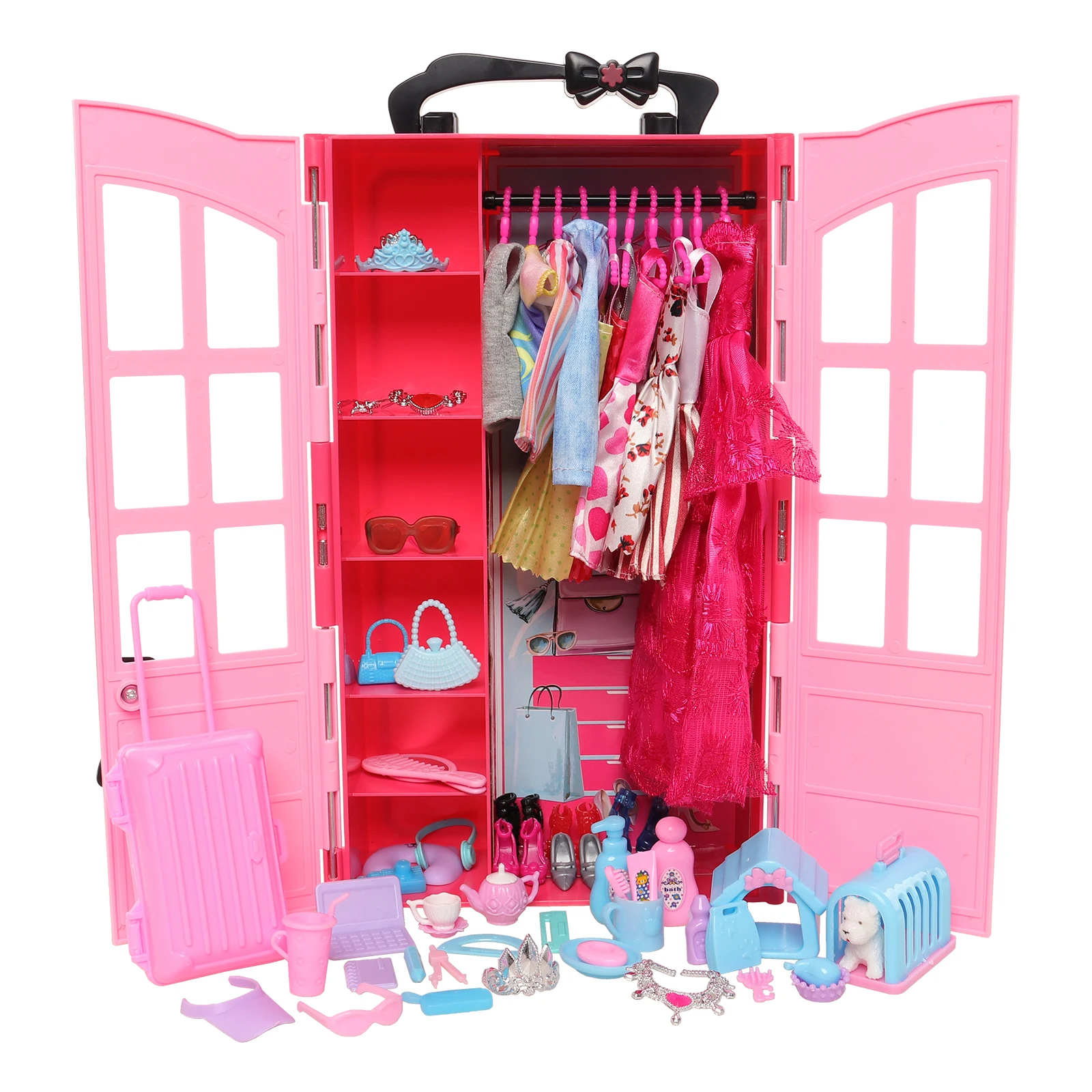 Birthday Christmas Gift Doll House Furniture 108 items=1 Wardrobe + 107 Accessories Shoes Nacklace Dress Clothes for Barbie
Birthday Christmas Gift Doll House Furniture 108 items=1 Wardrobe + 107 Accessories Shoes Nacklace Dress Clothes for Barbie