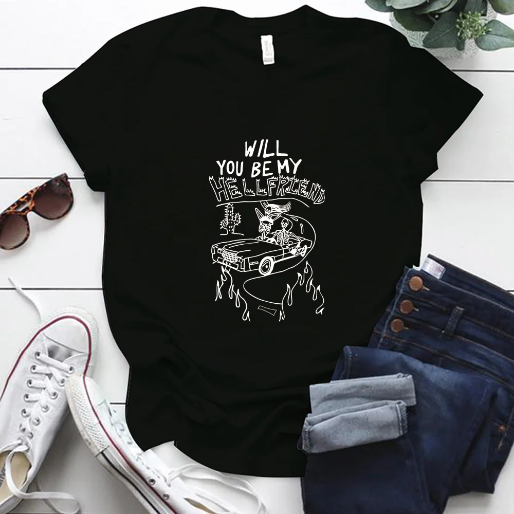 Y2k Tops WILL YOU BE MY HELL FRIEND Printing Friends T Shirt Harajuku Short Sleeve O-neck Aesthetic Clothes Mujer Camisetas
Y2k Tops WILL YOU BE MY HELL FRIEND Printing Friends T Shirt Harajuku Short Sleeve O-neck Aesthetic Clothes Mujer Camisetas