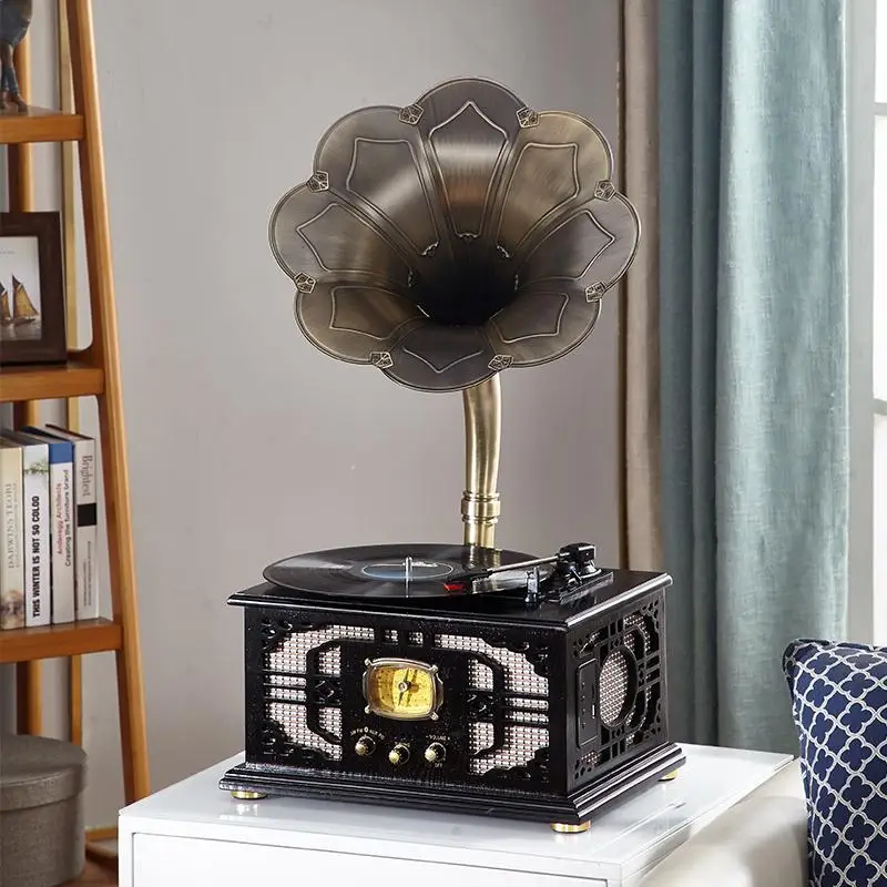 Big horn phonograph retro living room European solid wood vinyl record player vintage
Big horn phonograph retro living room European solid wood vinyl record player vintage