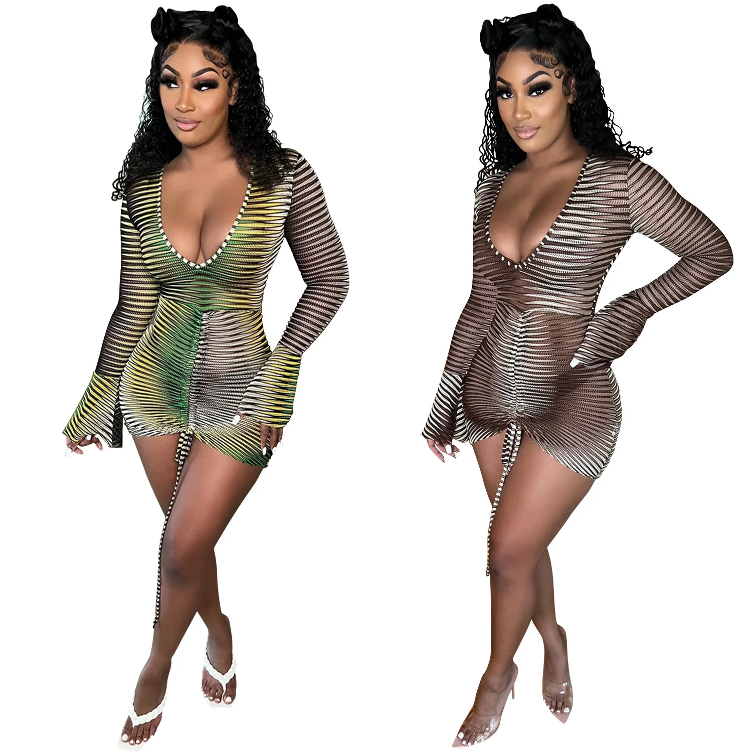 Zoctuo Dresses Woman Deep V Club Bodycon Dress Party Wear Autumn Long Sleeve Multi Color Striped Drawstring Vestidos Clothing
Zoctuo Dresses Woman Deep V Club Bodycon Dress Party Wear Autumn Long Sleeve Multi Color Striped Drawstring Vestidos Clothing