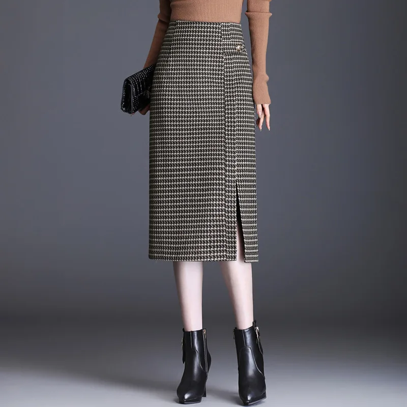 Autumn Winter Vintage Elegant High Waist Women Plaid Bodycon Skirt Office Lady Slim Casual Mid-long Pencil Skirts
Autumn Winter Vintage Elegant High Waist Women Plaid Bodycon Skirt Office Lady Slim Casual Mid-long Pencil Skirts