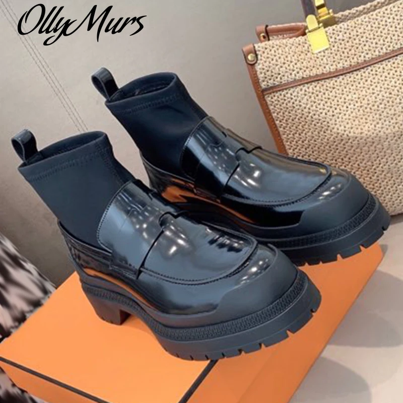 Ollymurs New Fashion Patchwork Square Heels Boots Autumn Winter Leather Women Shoes Leisure Ankle Elastic Band Female Boots
Ollymurs New Fashion Patchwork Square Heels Boots Autumn Winter Leather Women Shoes Leisure Ankle Elastic Band Female Boots