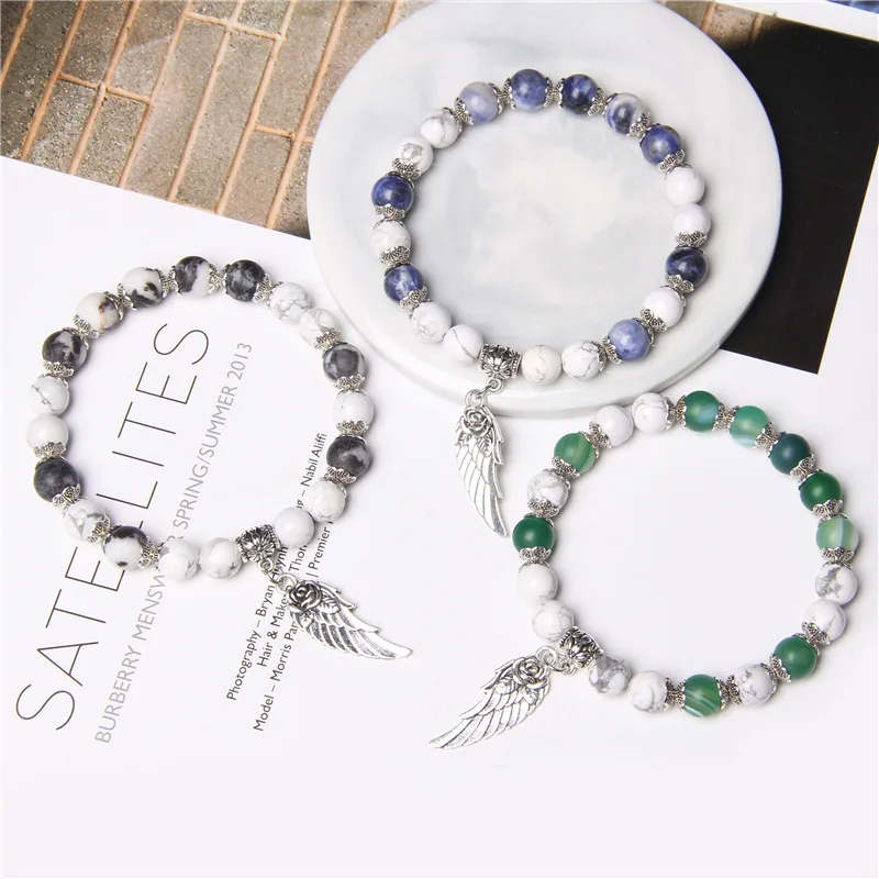Handmade Silver Color Rose Fashion Simple Natural Stone Green Striped Agate White Pine Wing Bracelet Romantic Jewelry Gift
Handmade Silver Color Rose Fashion Simple Natural Stone Green Striped Agate White Pine Wing Bracelet Romantic Jewelry Gift