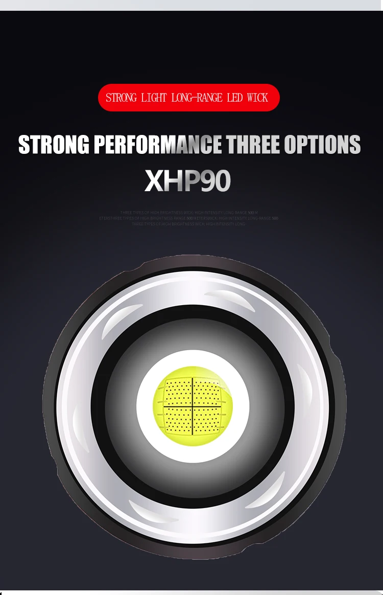 Rechargeable Powerful Outdoor 5 Modes XHP90 LED Flashlight 18650 Torch Lamp Mini Flashlight Adjustable Flashlight
Rechargeable Powerful Outdoor 5 Modes XHP90 LED Flashlight 18650 Torch Lamp Mini Flashlight Adjustable Flashlight