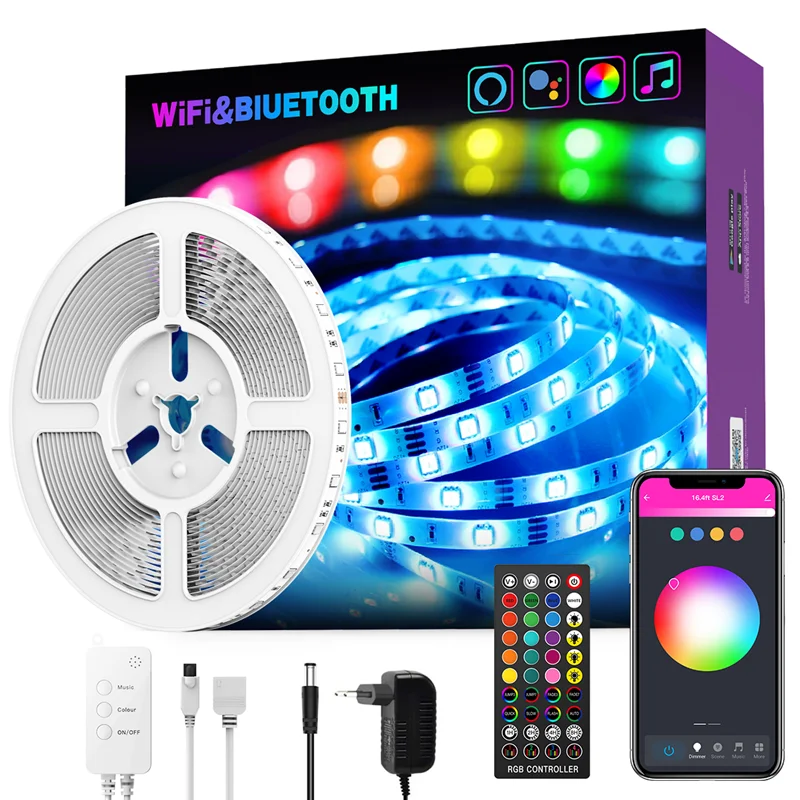 EU regulatory plug Christmas Party Smart Wireless Remote Control Music Dance WiFi Bluetooth LED Color Light Strip 5 m RGB
EU regulatory plug Christmas Party Smart Wireless Remote Control Music Dance WiFi Bluetooth LED Color Light Strip 5 m RGB