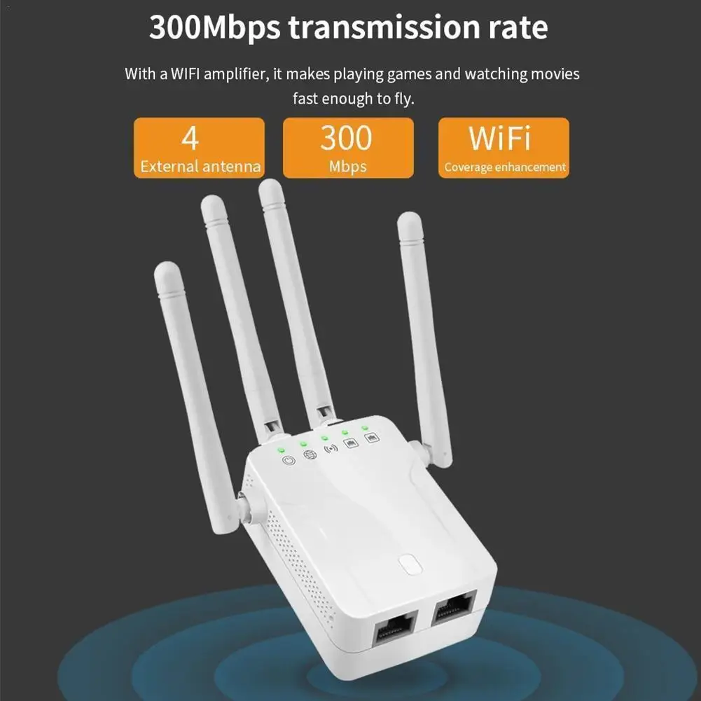 300m Wireless Repeater Wifi Booster Router Signal Amplifier Extender 4 Antenna Router Signal Amplifier Suitable For Home Office
300m Wireless Repeater Wifi Booster Router Signal Amplifier Extender 4 Antenna Router Signal Amplifier Suitable For Home Office