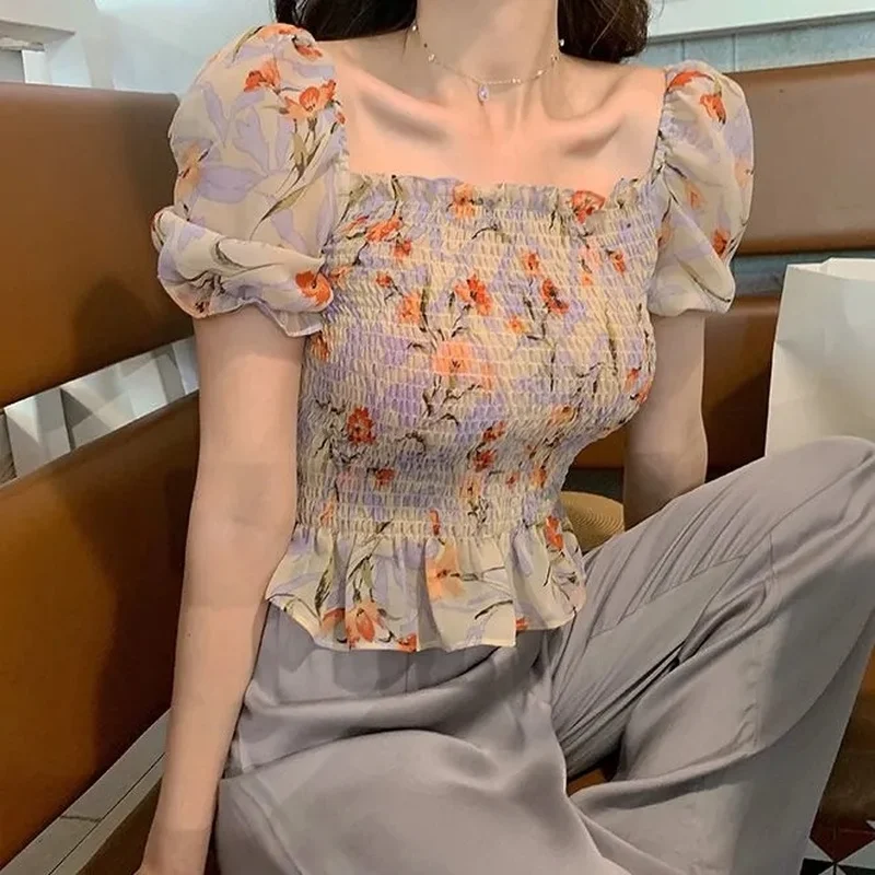 Summer Women Top Floral Print Short Sleeve Shirt Chiffon Blouses Fashion Sexy Off Shoulder Top Pink Womens Tops Blusas De Mujer
Summer Women Top Floral Print Short Sleeve Shirt Chiffon Blouses Fashion Sexy Off Shoulder Top Pink Womens Tops Blusas De Mujer
