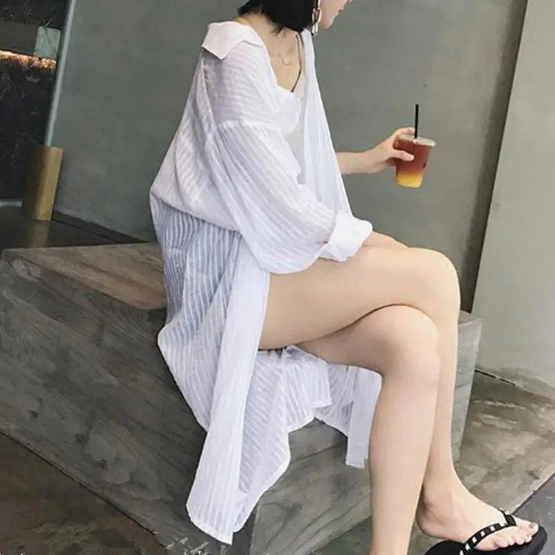 Blouse Women Summer Long-Sleeve Shirt Women's Loose Mid-Length Thin Coat Cardigan Casual Blusas Ropa De Mujer
Blouse Women Summer Long-Sleeve Shirt Women's Loose Mid-Length Thin Coat Cardigan Casual Blusas Ropa De Mujer