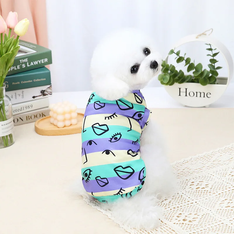 Graffiti striped T-shirt summer pet supplies dog shirts for small and medium dog clothes ropa camiseta para perros
Graffiti striped T-shirt summer pet supplies dog shirts for small and medium dog clothes ropa camiseta para perros