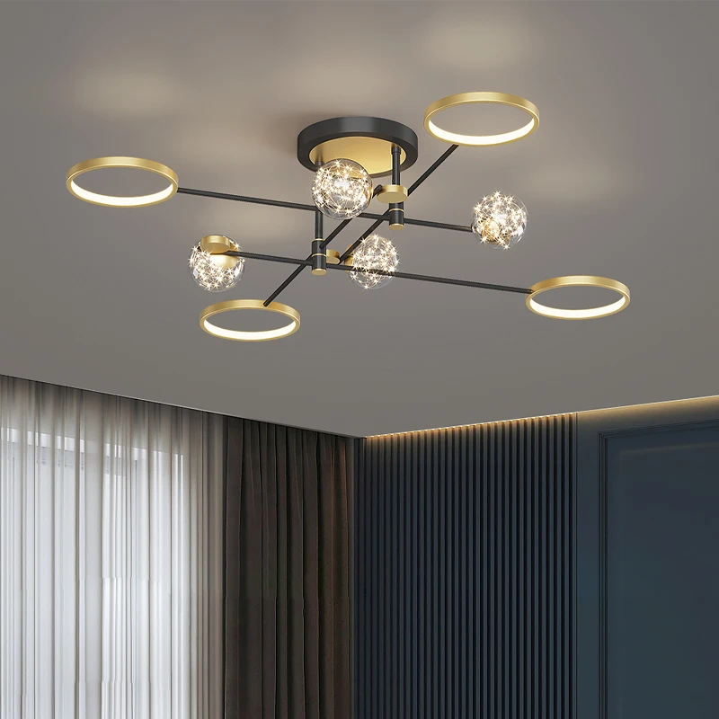 

Nordic Luxury Golden Gypsophila Ring Chandelier Modern Atmospheric Lamp for Living Room Restaurant Master Bedroom Banquet
