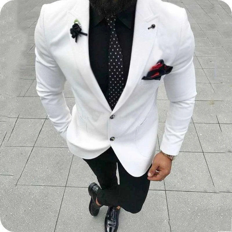 Two Buttons White Groom Tuxedos Peak Lapel Men Suit 2 Pieces Wedding Party Groom Wear Tuxedos (Jacket+Pant) Costume Homme
Two Buttons White Groom Tuxedos Peak Lapel Men Suit 2 Pieces Wedding Party Groom Wear Tuxedos (Jacket+Pant) Costume Homme