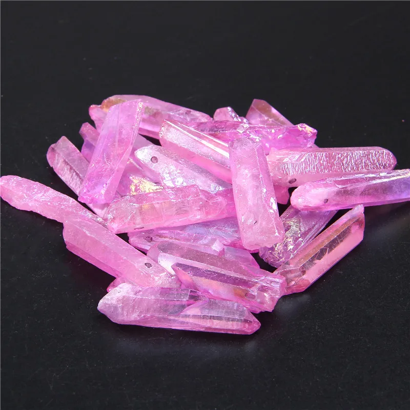 10 шт. розовые натуральные кристаллы druzy Кварцевая палочка ожерелье подвески