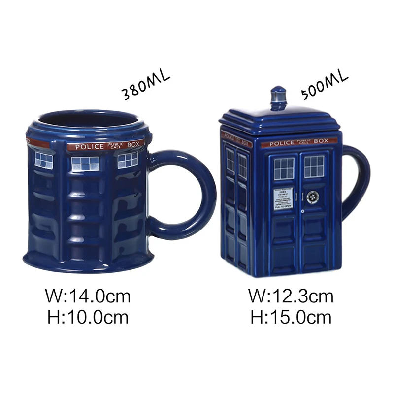 Doctor Who Tardis Police Box Coffee Mug Ceramic Cup With Lid Cover For Tea Milk Mugs Creative Christmas Presents Kids | Дом и сад