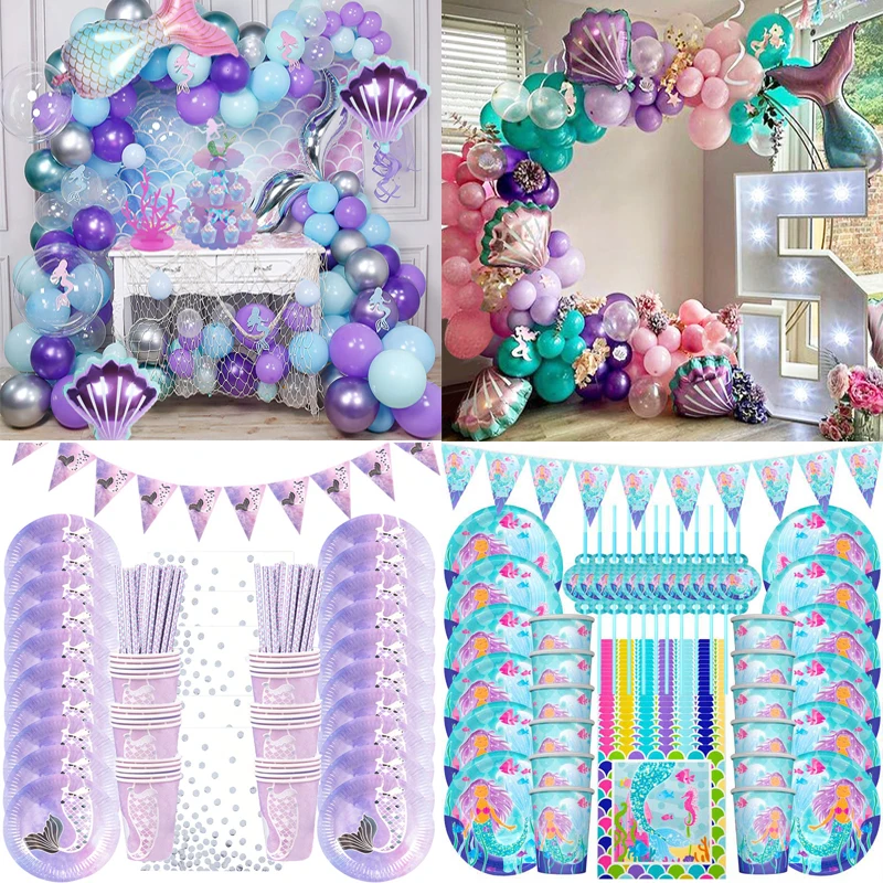 Little Mermaid Party Decor Tableware Set Mermaid Balloon Arch Garland Under the Sea Girl 1st Birthday Party Favors Baby Shower
Little Mermaid Party Decor Tableware Set Mermaid Balloon Arch Garland Under the Sea Girl 1st Birthday Party Favors Baby Shower