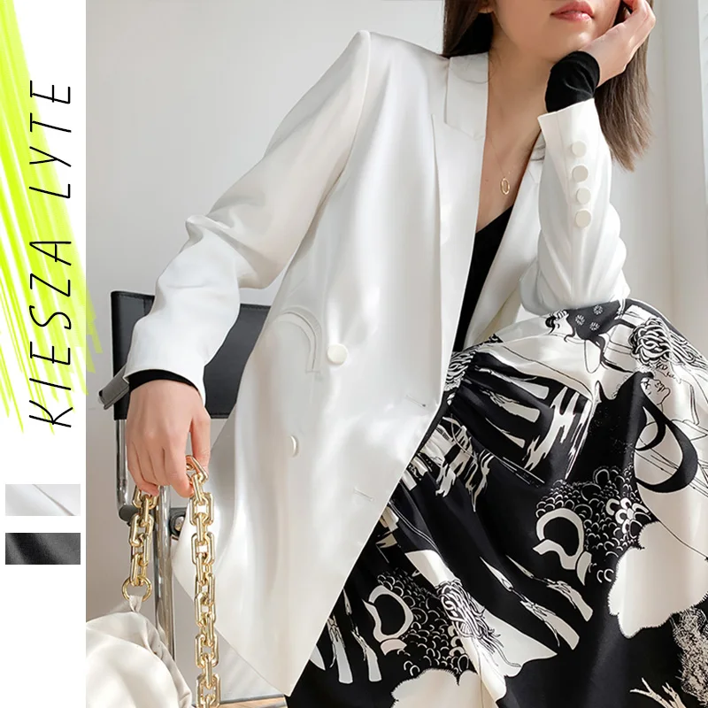 Women Suit Jacket 2023 New Designer Buttons Satin Silky Suit Jacket For Spring Autumn Black White Blazer Jackets Office Lady
Women Suit Jacket 2023 New Designer Buttons Satin Silky Suit Jacket For Spring Autumn Black White Blazer Jackets Office Lady